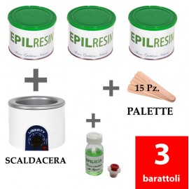 3 jar Epilresin + 1 wax heater + 1 lotion retardant