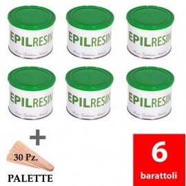 6 latas de resina depilatoria natural Epilresin + 30 paletas