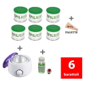 6 barattoli + 1 lozione Epilresin + 1 fornello scaldacera